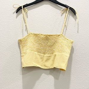 NWT! ZARA Yellow Polka Dot Smocked Crop Top!
